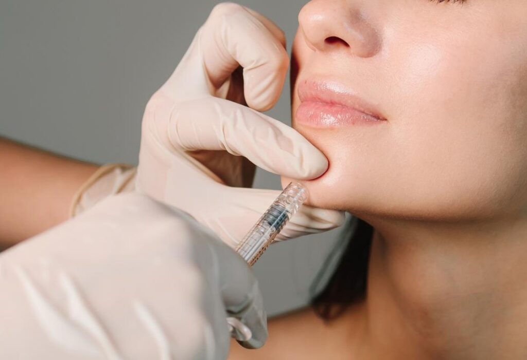 Close-up of chin filler injection in barrow in-Furness